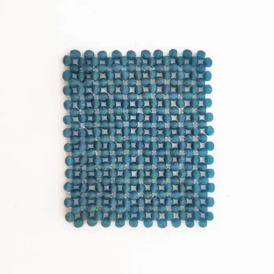 Table mat - Nunana Glass Table Mat | Trivet | Beads Glass Mat | Azure Blue - SOLOKO