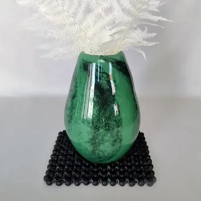 Table mat - Nunana Glass Table Mat | Trivet | Beads Glass Mat | Black - SOLOKO