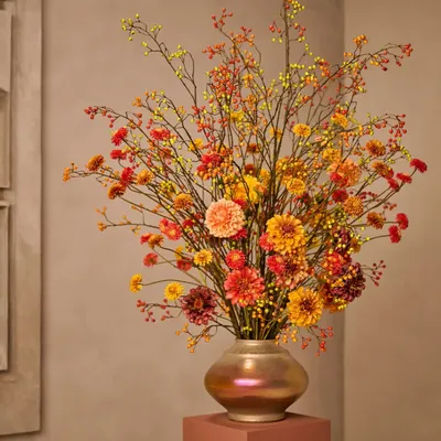 Décorations florales - Composition artificielle de Dahlias saisissante - SILK-KA