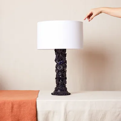 Vases - Blue Glazed Clay Table Lamp - HUAKAL