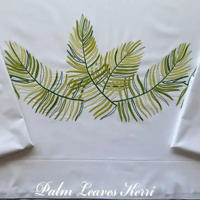 Linge de lit - FEUILLES DE PALMIER KERRI - LINHO DO CASTELO - LIN DE CHATEAU