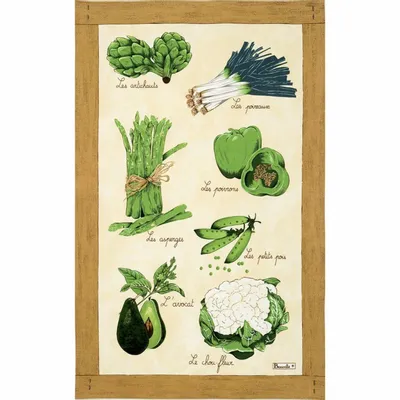 Kitchen linens - Green Vegetable Tea Towel - BEAUVILLÉ
