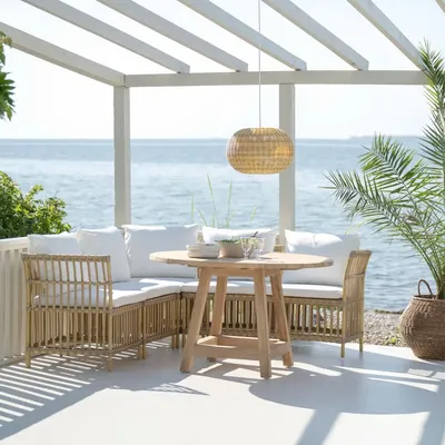 Lawn sofas - Meghan Exterior Modular Dining Bench - SIKA-DESIGN