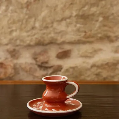 Ceramic - Anthologist Ceramic Candlestick With Handle, Red Clay - ANTHOLOGIST