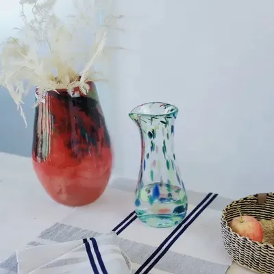 Vases - Glass Vase ROSE | Mouthblown | Recycled Glass | Red Blue Green - SOLOKO