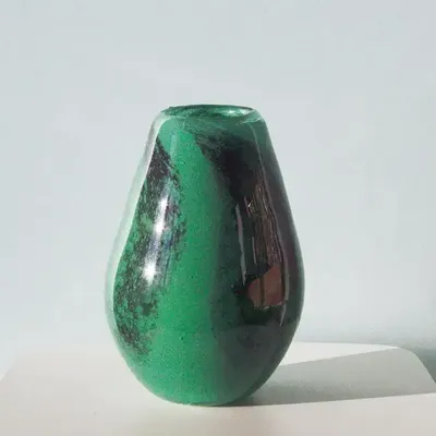 Vases - Glass Vase RAINDROP| Mouthblown | Recycled Glass | Green Black - SOLOKO