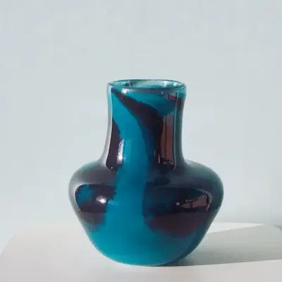 Vases - Glass Vase LOTUS | Mouthblown | Recycled Glass | Blue Black - SOLOKO