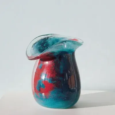 Vases - Glass Vase LILY | Mouthblown | Recycled Glass | Blue Red - SOLOKO