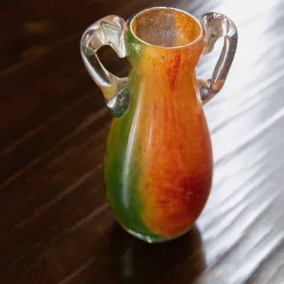 Vases - Blown Glass Amphora Vase, Green and Orange Slim - ANTHOLOGIST