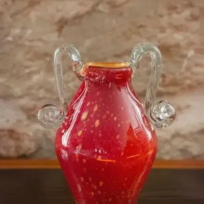 Vases - Blown Glass Amphora Vase, Gold Speckled Red, Medium - ANTHOLOGIST