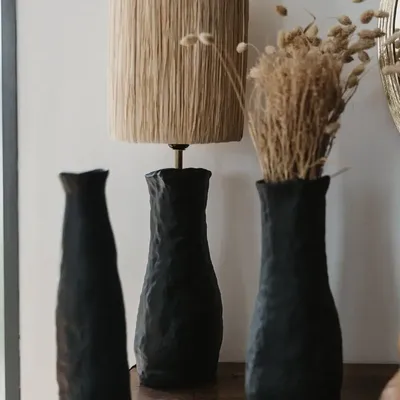 Lampes à poser - Lampe à poser en céramique et fibre naturelle – Style artisanal - COSYDAR-DECO