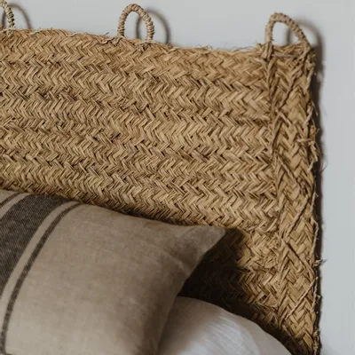 Other wall decoration - Handwoven natural fiber headboard – Bohemian chic bedroom - COSYDAR-DECO