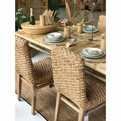 Chaises - OASIS - Chaise de salon en abacca et teck - HYDILE