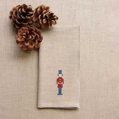 Linge de table textile - Serviette en lin PUNTO CROCE | Casse-noisettes - GIARDINO SEGRETO