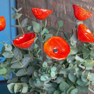 Floral decoration - Medium size red cala flower - CARNEOL GLASS