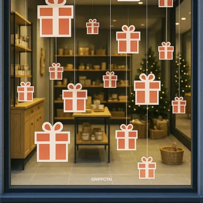 Other Christmas decorations - Christmas Cardboard Window Decorations - Gift Packs (Pack of 4) - RIPPOTAI