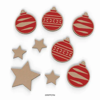 Other Christmas decorations - Christmas Cardboard Window Decorations, Boules and Stars (set of 8) - RIPPOTAI