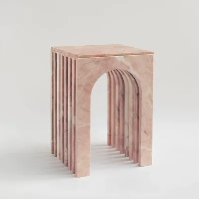 Coffee tables - "BALANCE" PINK MARBLE SIDE TABLE - KIWANO CONCEPT