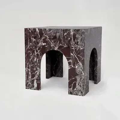Coffee tables - ROSSO LEVANTO MARBLE ARCH SIDE TABLE - KIWANO CONCEPT