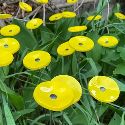 Floral decoration - Small yellow glass flower on a stainless steel stem - CARNEOL GLASS