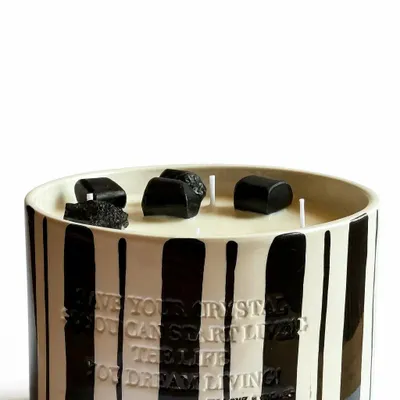 Candles - HEAL BIG STRIPED CERAMIC CANDEL 2,5L - LOVE & STONES