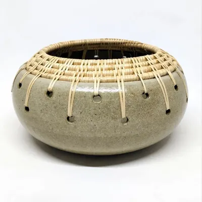 Decorative objects - Large Ceramic and Rattan bowl - SATCHA