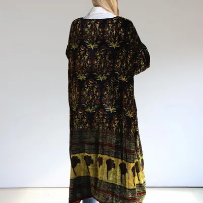 Apparel - Silk velvet printed kimono - SANJANAANDME
