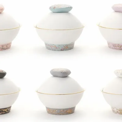 Bols - [JIWOON] Un bol à dessert arabe avec couvercle, porcelaine blanche - JIWOON