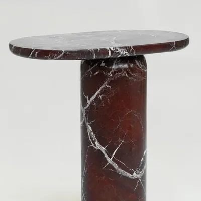 Tables basses - “BOLD” ROSSO LEVANTO MARBLE SIDE TABLE - KIWANO CONCEPT