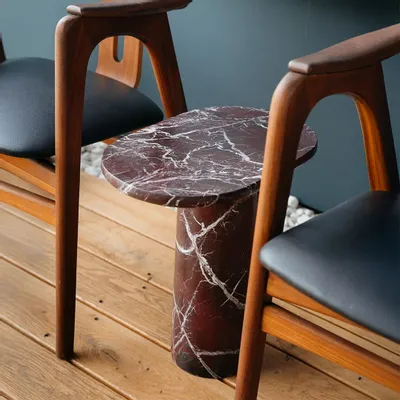 Coffee tables - “BOLD” ROSSO LEVANTO MARBLE SIDE TABLE - KIWANO CONCEPT