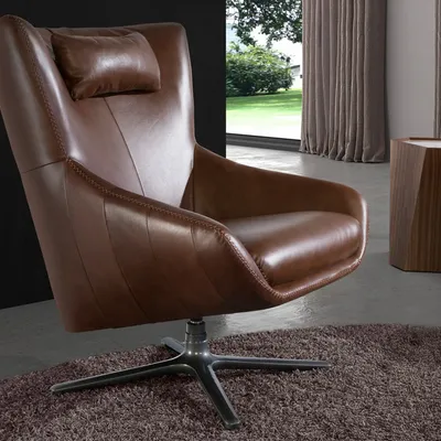 Fauteuils - Fauteuil pivotant en cuir avec coussin amovible - ANGEL CERDÁ