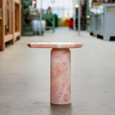 Tables basses - "BOLD" PINK MARBLE SIDE TABLE - KIWANO CONCEPT