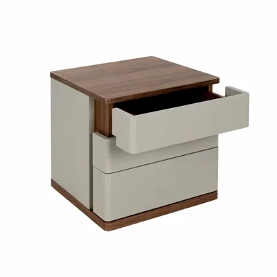 Night tables - Grey wood and walnut bedside table - ANGEL CERDÁ