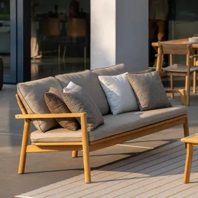 Lawn sofas   - Lynn teak Sofa 3Seat - JATI KEBON