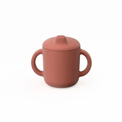 Repas pour enfant - Tasse à bec en silicone avec poignées - Terracotta - EKOBO