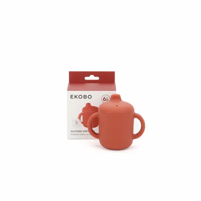 Repas pour enfant - Tasse à bec en silicone avec poignées - Terracotta - EKOBO
