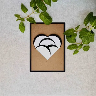 Other wall decoration - Kraft HEART object card with FRAME - Created by OISO® - OISO