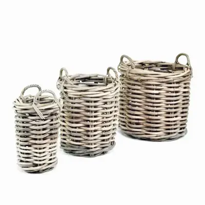 Flower pots - Wood round basket s/3 - SEMPRE IN & OUTDOOR LIVING BV