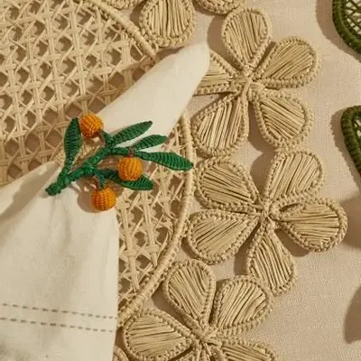 Linge de table textile - Anneau de serviette Orange Branch - CORO CORA