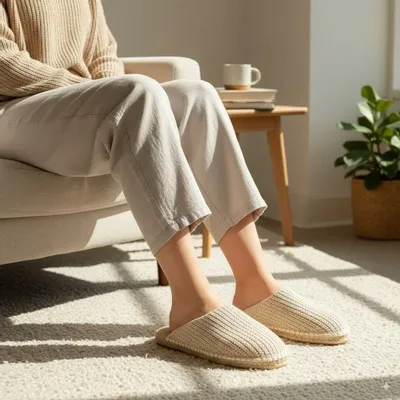 Bed linens - Natural comfort, timeless style – Wool & cotton knit slippers - ATELIER COSTÀ