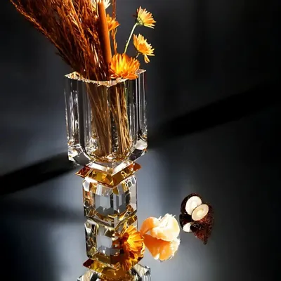 Crystal ware - Ambrosià Handmade Amber Crystal Vase- Statement Piece - ARCAICO