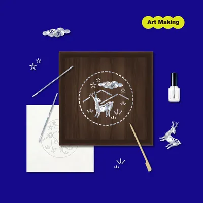 Children's arts and crafts - [ARTSOOMBI] "Najeonchilgi" Tray Inlaid with Mother-Of-Pearl Craft Kit - KCDF