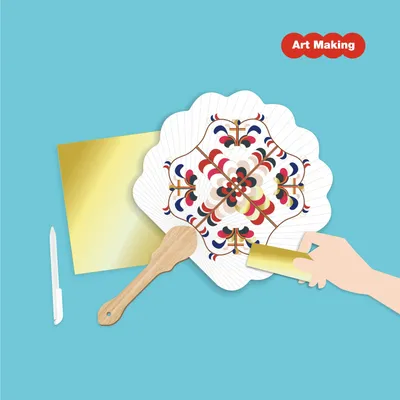 Loisirs créatifs pour enfant - [ARTSOOMBI] Museum in Hand "Buchae" Kit DIY Éventail à Feuille d’Or - KCDF