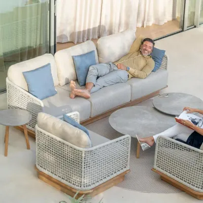 Lawn sofas   - Acri teak Sofa 3seat - JATI KEBON