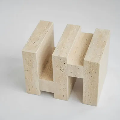 Coffee tables - 'S Y N C' TRAVERTINE SIDE TABLE - KIWANO CONCEPT