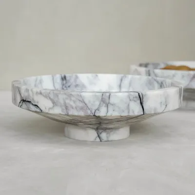 Platter and bowls - WHITE LILAC MARBLE NARROW BOWL - KIWANO CONCEPT