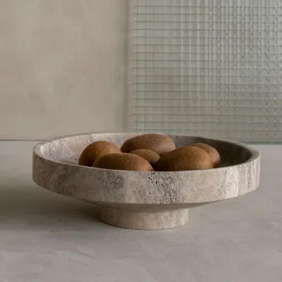 Platter and bowls - SILVER TRAVERTINE NARROW BOWL - KIWANO CONCEPT