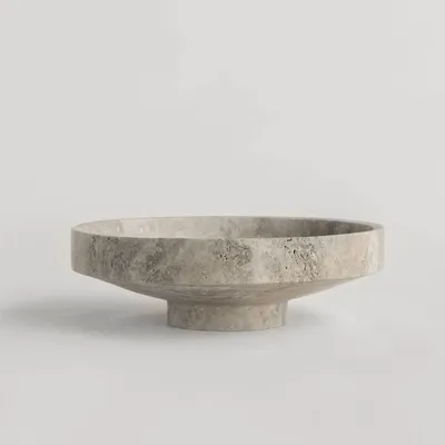 Platter and bowls - SILVER TRAVERTINE NARROW BOWL - KIWANO CONCEPT