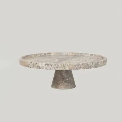 Platter and bowls - SILVER TRAVERTINE CAKE STAND - KIWANO CONCEPT