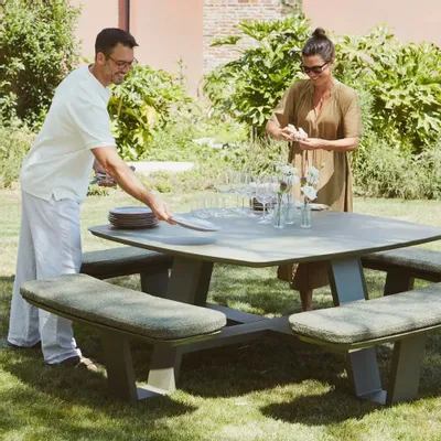 Tables de jardin - Squadro Dining table - JATI KEBON
